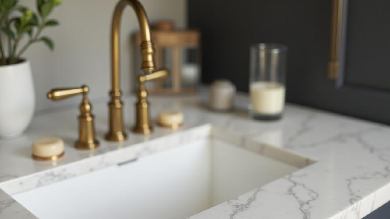 Klassiskt kök i shakerstil med mörka skåpluckor och marmorbänkskiva